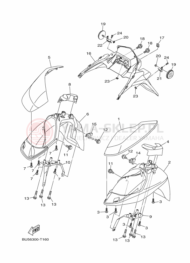 Schemat "błotnik" do Yamaha TRICITY 125