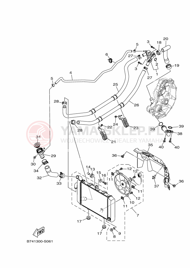 Schemat "Węże chłodnicy" do Yamaha X-MAX 300