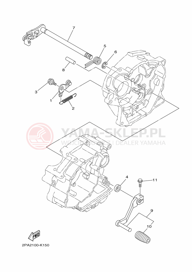 Schemat "Dźwignia zmiany biegów, wałek" do Yamaha RAPTOR 125
