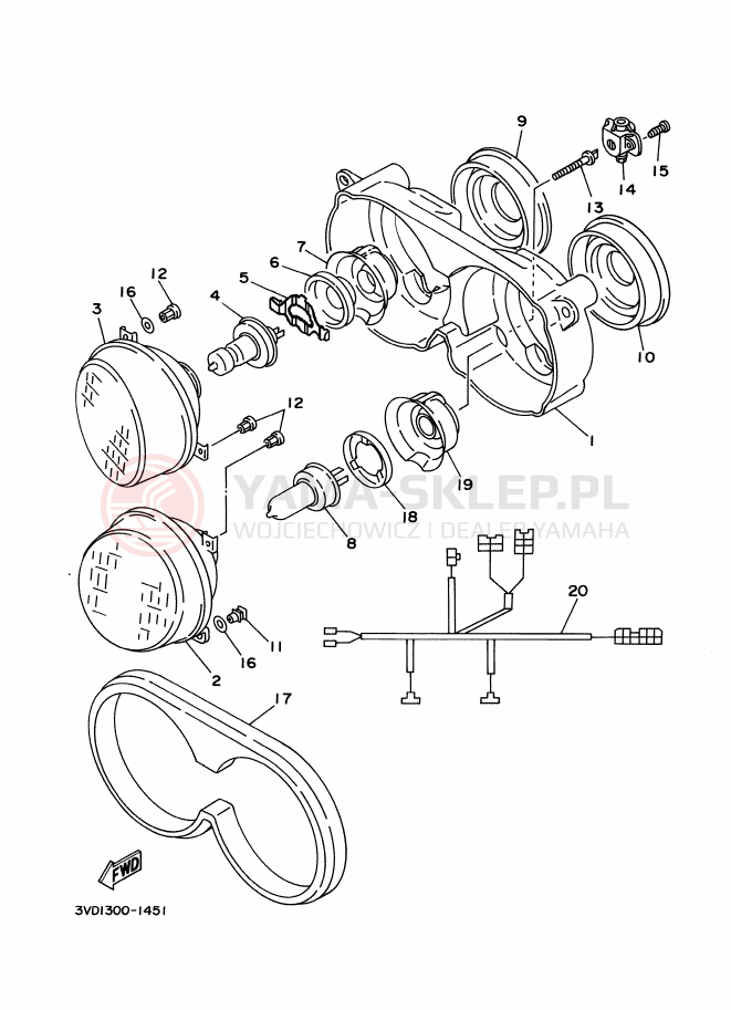 Schemat "Lampa przód" do Yamaha TDM850
