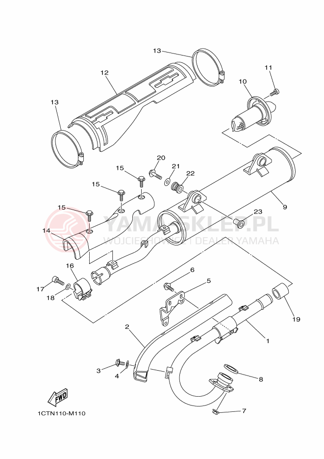 Schemat "Wydech końcowy" do Yamaha GRIZZLY 450 IRS