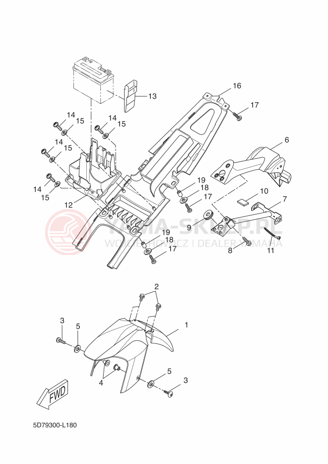 Schemat "błotnik" do Yamaha YZF-R125