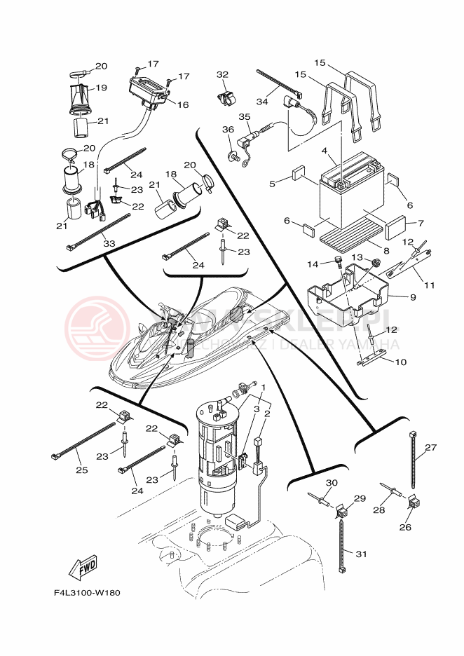 Schemat "układ elektryczny" do Yamaha EX1050D-X