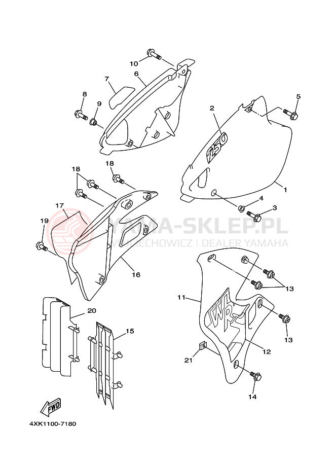 Schemat "Pokrywa boczna" do Yamaha WR250Z