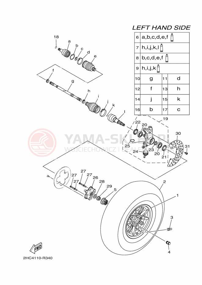 Schemat "Koło przód" do Yamaha YXZ1000R