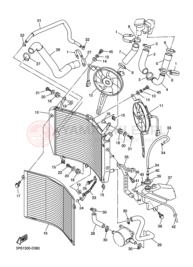 Schemat "Układ chlodzenia" do Yamaha FJR1300A