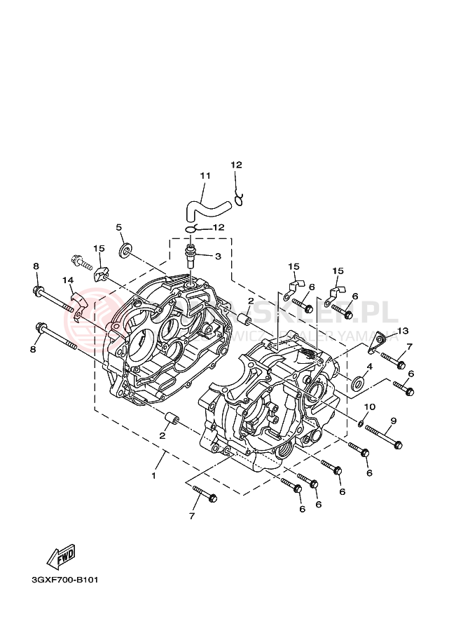 Schemat "Obudowa silnika" do Yamaha AG200F