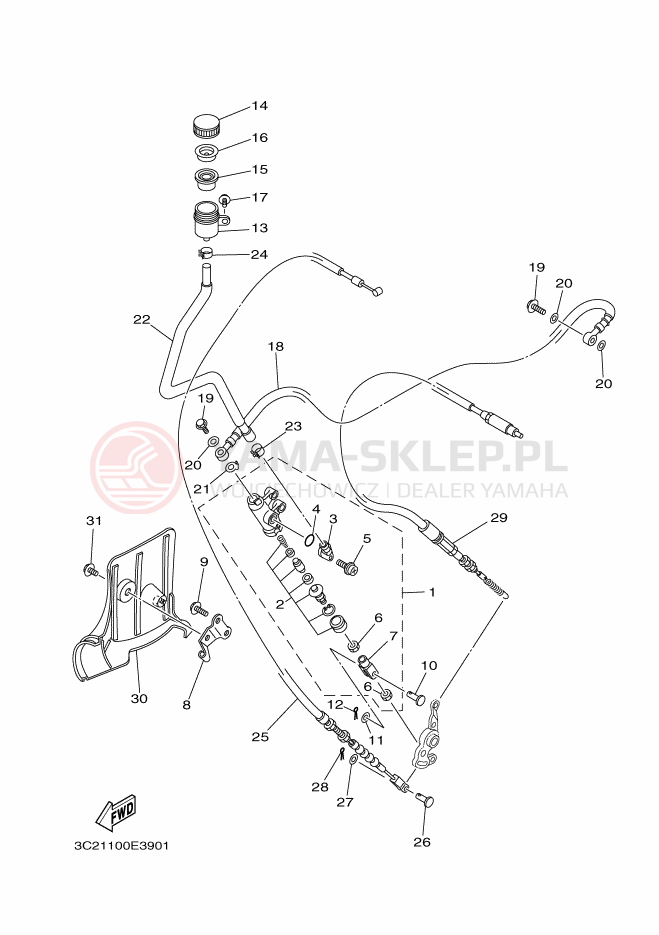Schemat "Pompa hamulcowa tył" do Yamaha WOLVERINE 4WD