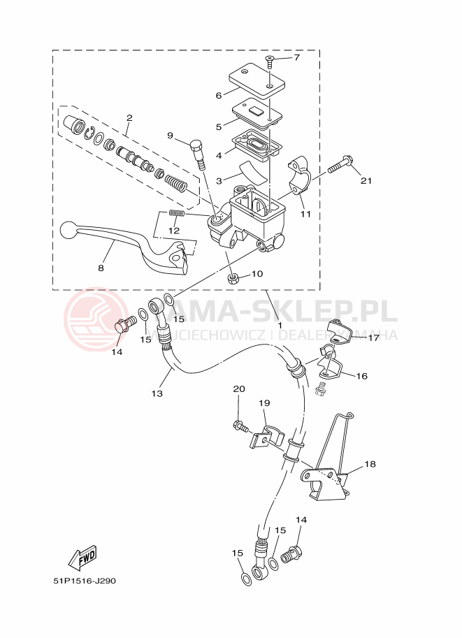 Schemat "Pompa hamulcowa przednia" do Yamaha YBR125ED