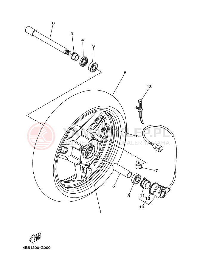 Schemat "Koło przód" do Yamaha TMAX