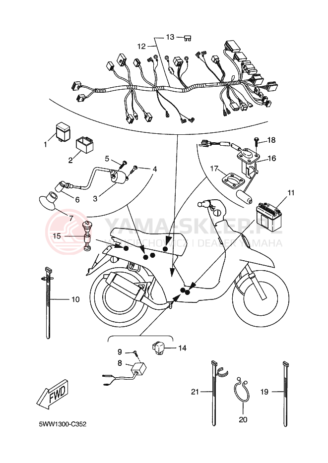 Schemat "układ elektryczny" do Yamaha BWS GRAND PRIX