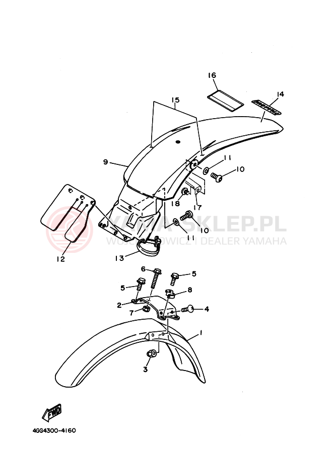 Schemat "błotnik" do Yamaha TY250Z