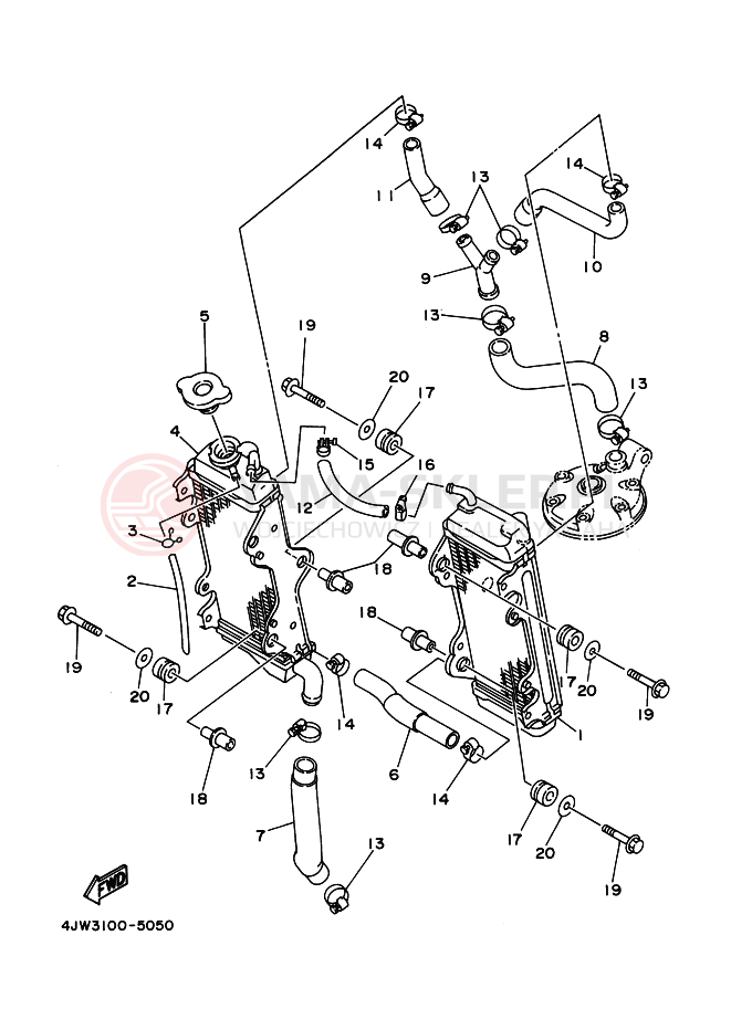 Schemat "Układ chlodzenia" do Yamaha WR250Z