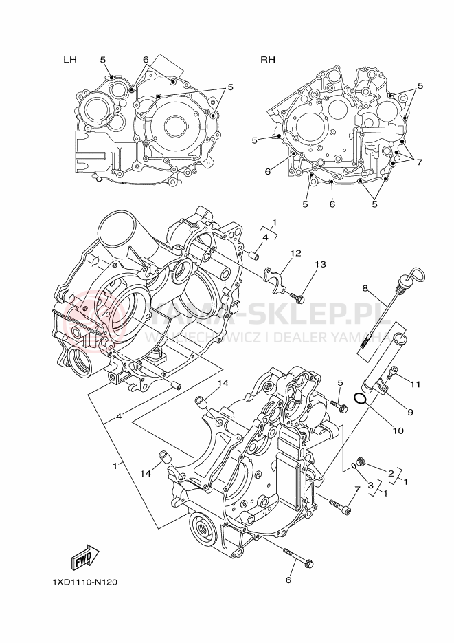 Schemat "Pokrywa silnika" do Yamaha YXM700PE