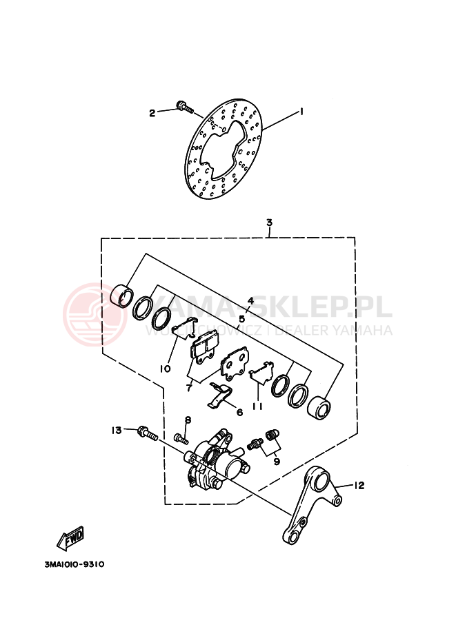Schemat "Zacisk hamulcowy tylny" do Yamaha TZR250SP