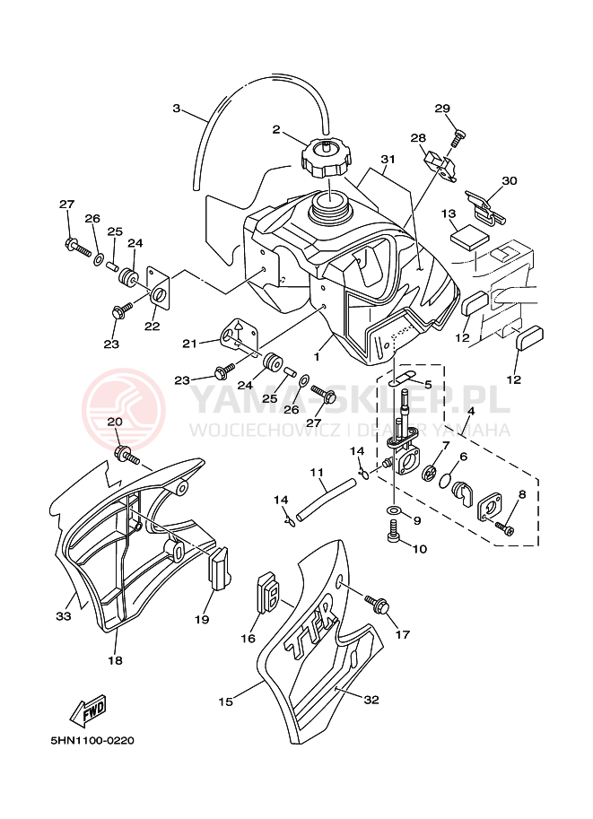 Schemat "zbiornik paliwa" do Yamaha TTR90