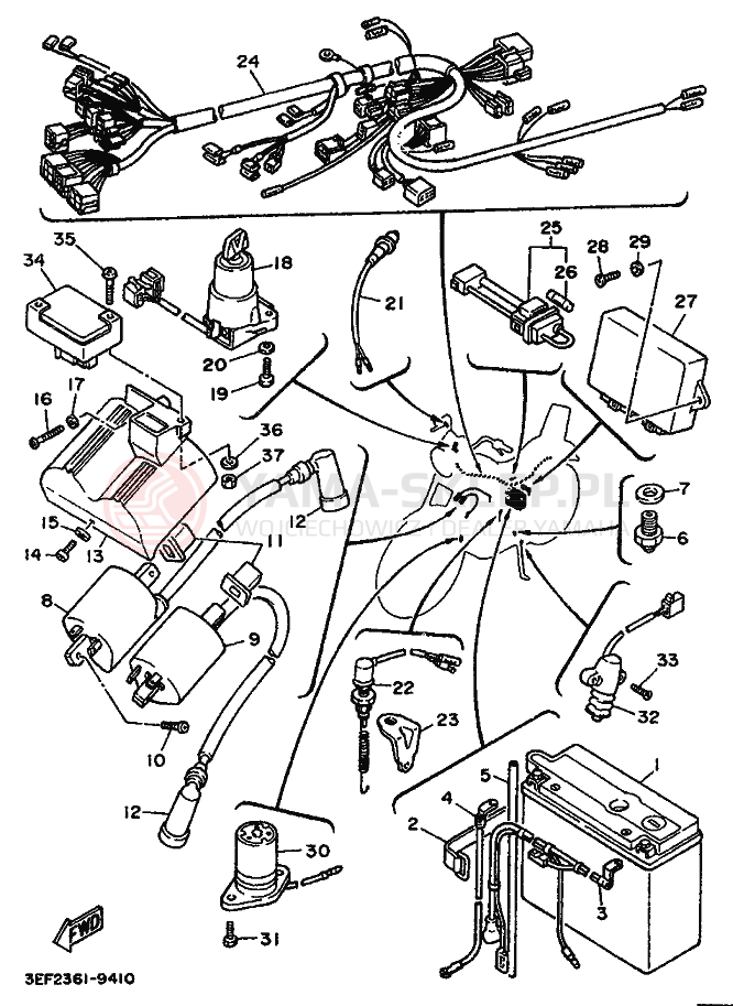 Schemat "układ elektryczny" do Yamaha XV1100 VIRAGO