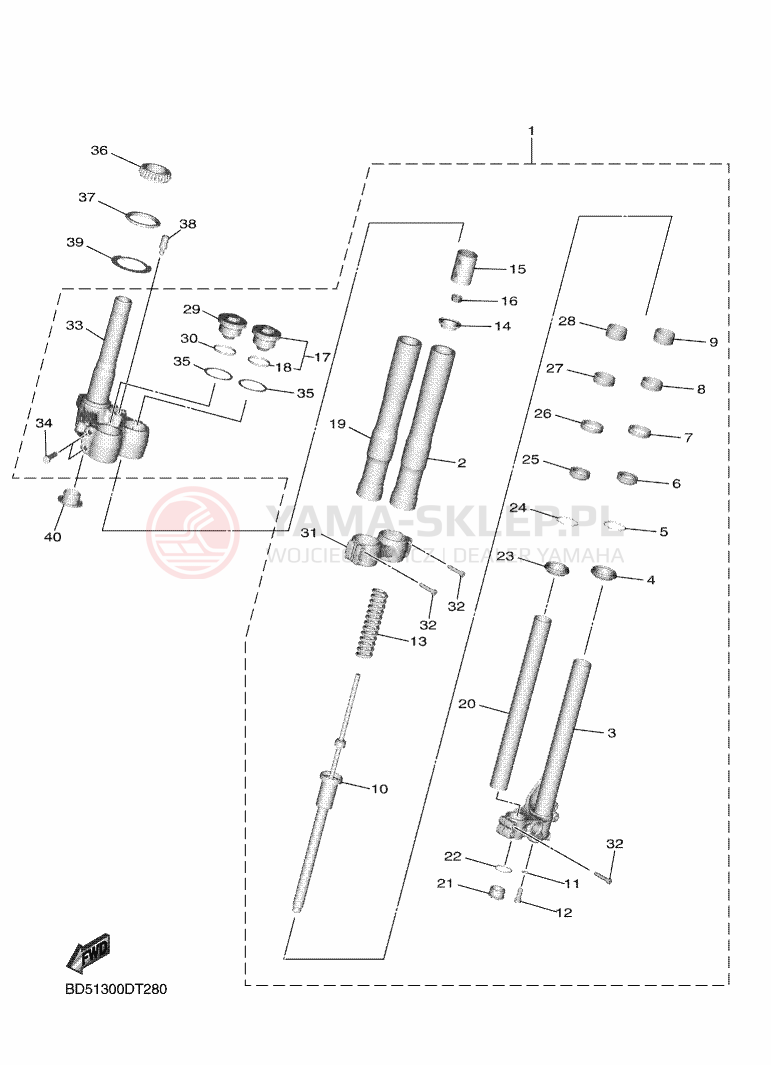 Schemat "WIDOK Z PRZODU 1" do Yamaha NIKEN GT