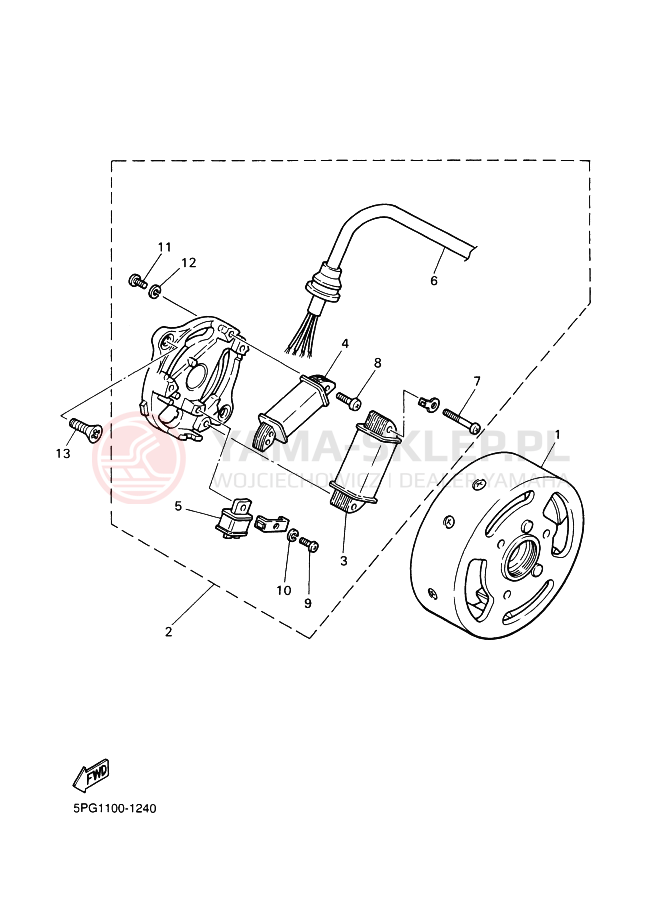 Schemat "prądnica" do Yamaha PW50