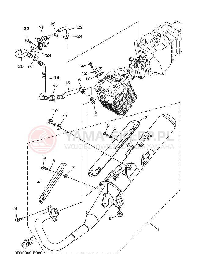 Schemat "Wydech końcowy" do Yamaha YBR125ED