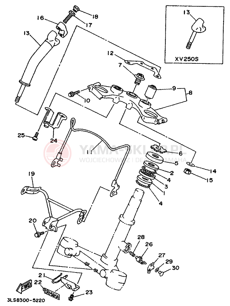 Schemat "Półki zawieszenia" do Yamaha XV250 VIRAGO