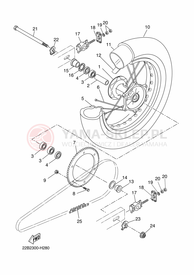 Schemat "Koło tył" do Yamaha WR125X