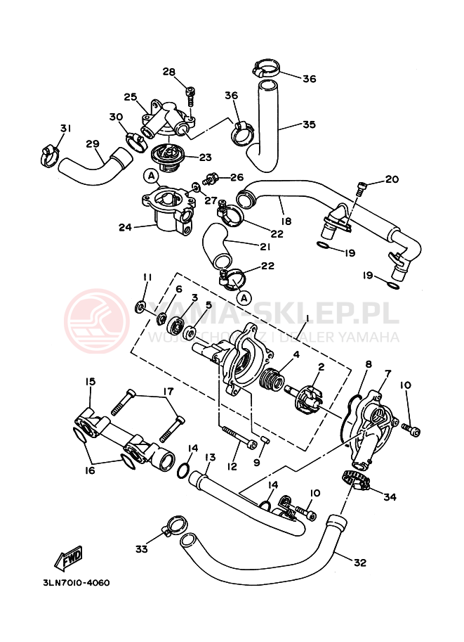 Schemat "Pompa wody" do Yamaha FZR250R
