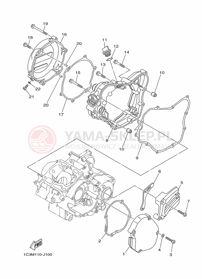 Schemat "Pokrywa silnika" do Yamaha YZ125