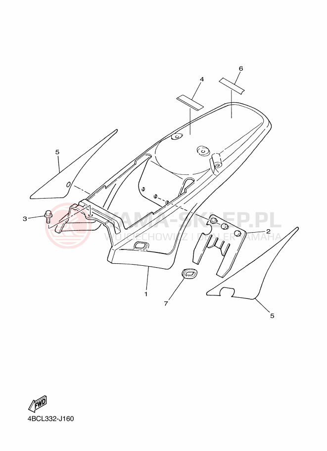 Schemat "Pokrywa boczna" do Yamaha PW80