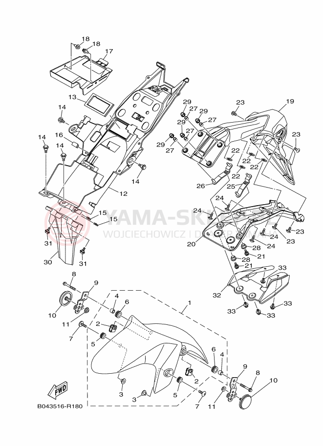 Schemat "błotnik" do Yamaha MT-250