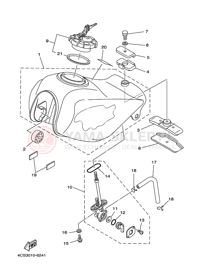 Schemat "zbiornik paliwa" do Yamaha TW200