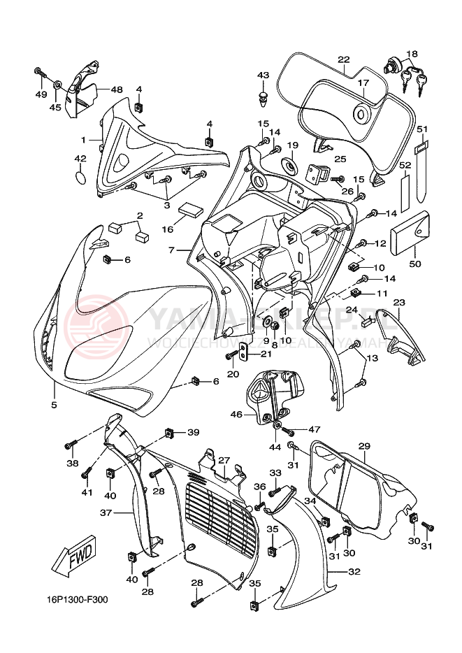Schemat "Nadwozie przód" do Yamaha XCITY