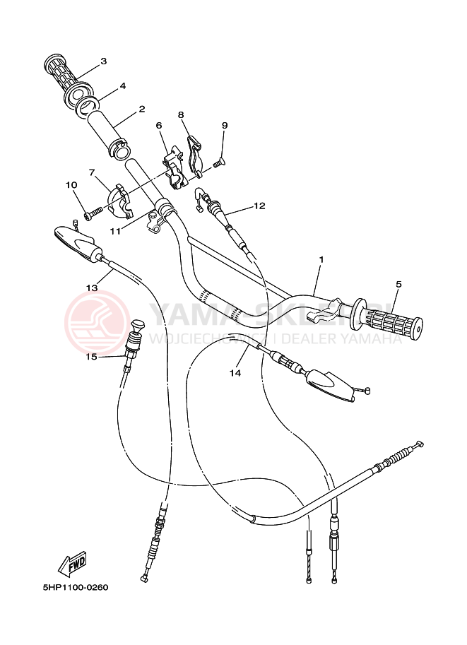 Schemat "Kierownica i osprzęt" do Yamaha TT-R125E