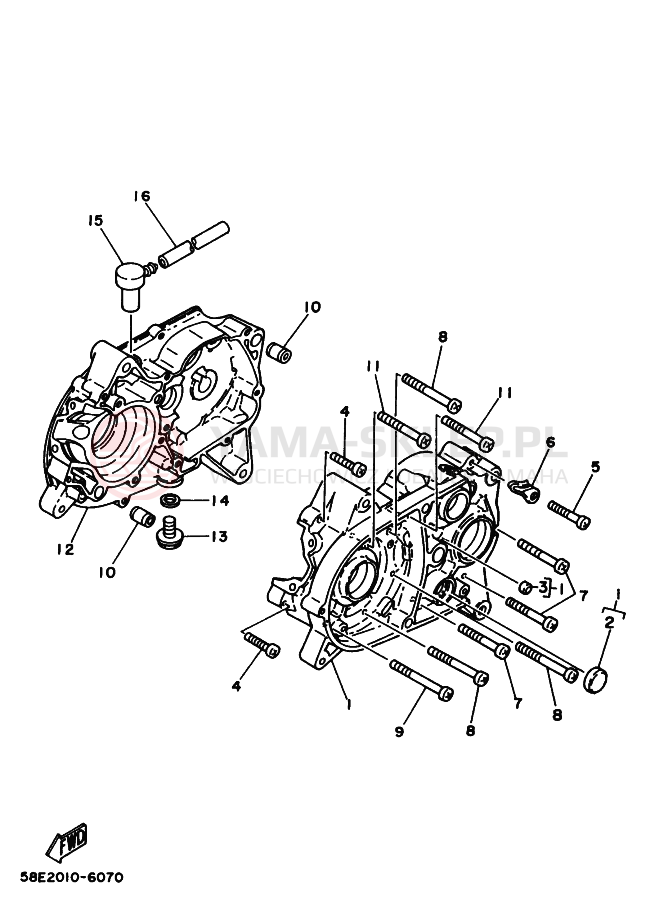 Schemat "Obudowa silnika" do Yamaha YB-1
