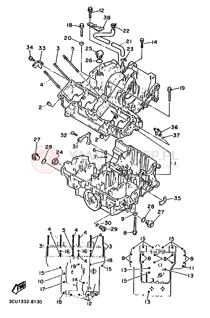 Schemat "Obudowa silnika" do Yamaha FZR750R