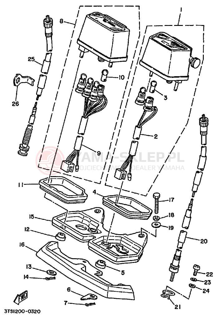 Schemat "licznik" do Yamaha DT175 DT175B