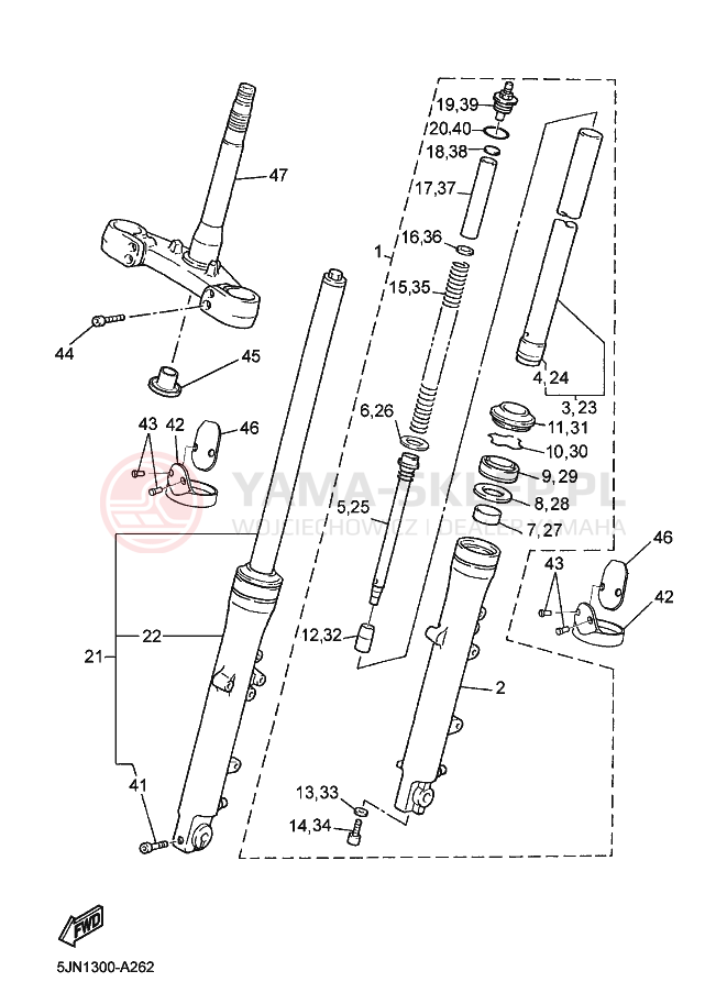 Schemat "Amortyzatory przód" do Yamaha BT1100