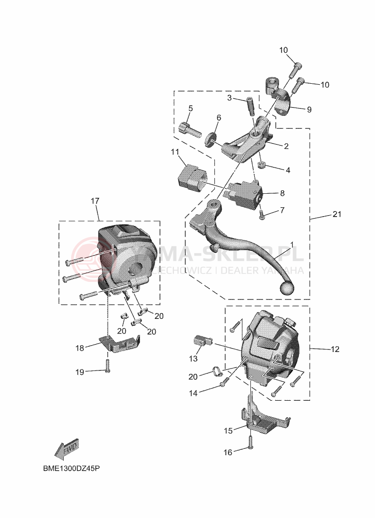 Schemat "Kierownica i osprzęt" do Yamaha MT-09 SP