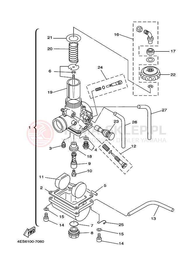 Schemat "Gaźnik" do Yamaha YZ80