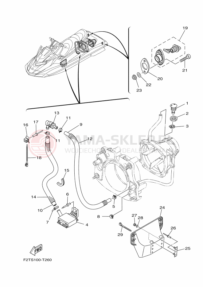 Schemat "HULL & DECK" do Yamaha FX SVHO