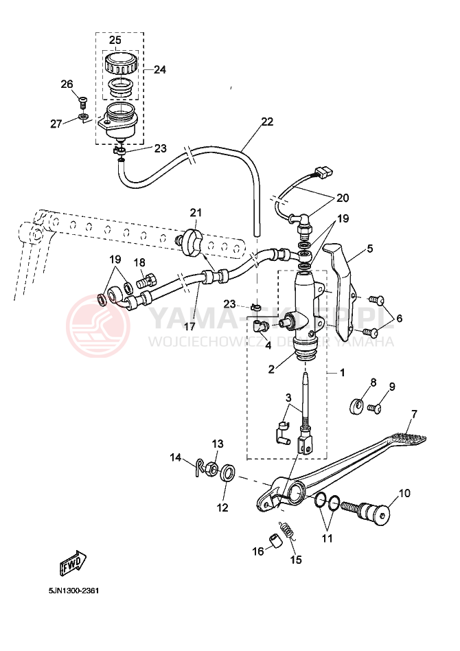 Schemat "Pompa hamulcowa tył" do Yamaha BT1100