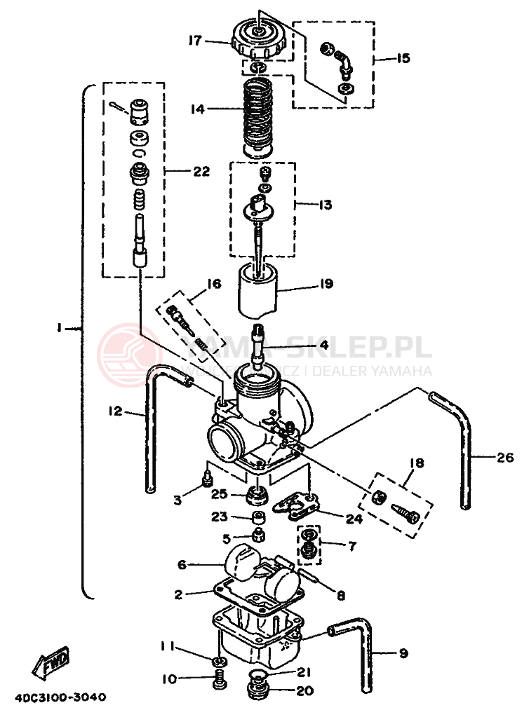 Schemat "Gaźnik" do Yamaha WR250Z