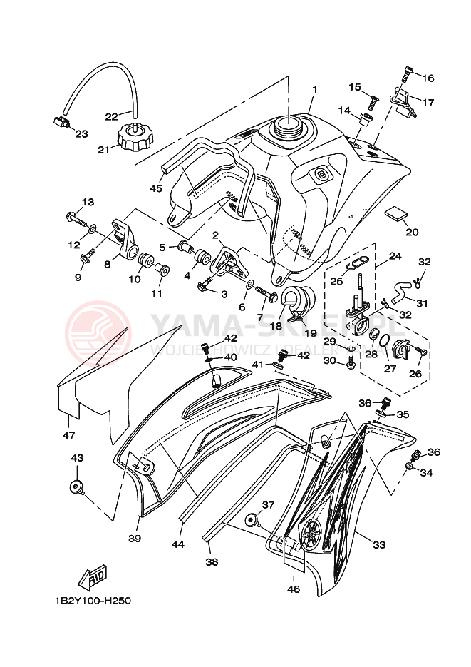 Schemat "zbiornik paliwa" do Yamaha TT-R125LWE
