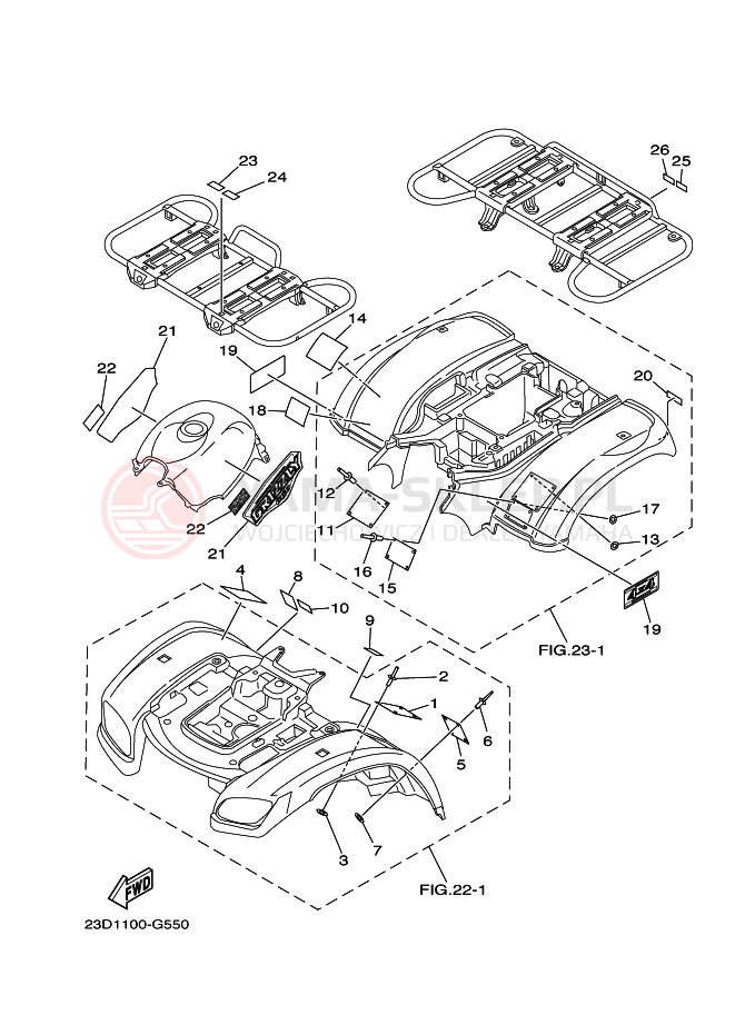 Schemat "naklejki" do Yamaha GRIZZLY