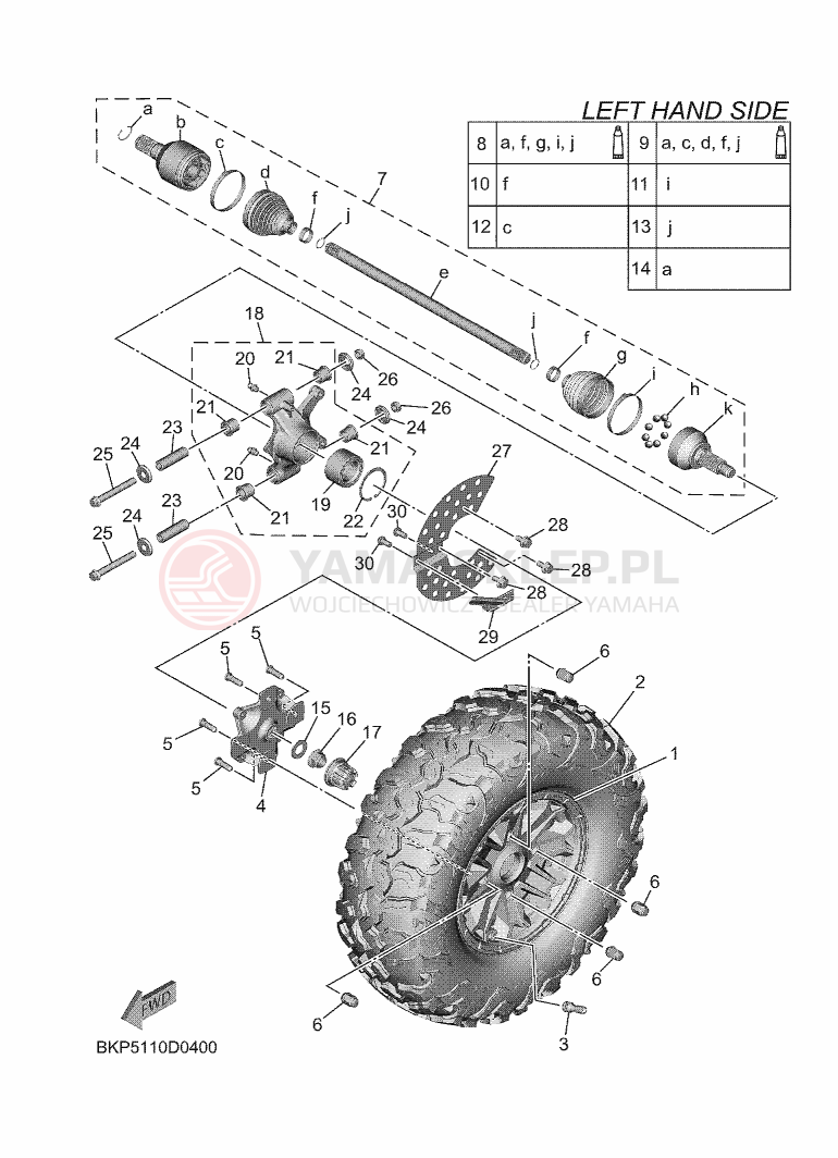 Schemat "Koło tył" do Yamaha WOLVERINE RMAX2 1000 LE