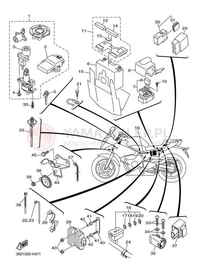 Schemat "układ elektryczny" do Yamaha DIVERSION
