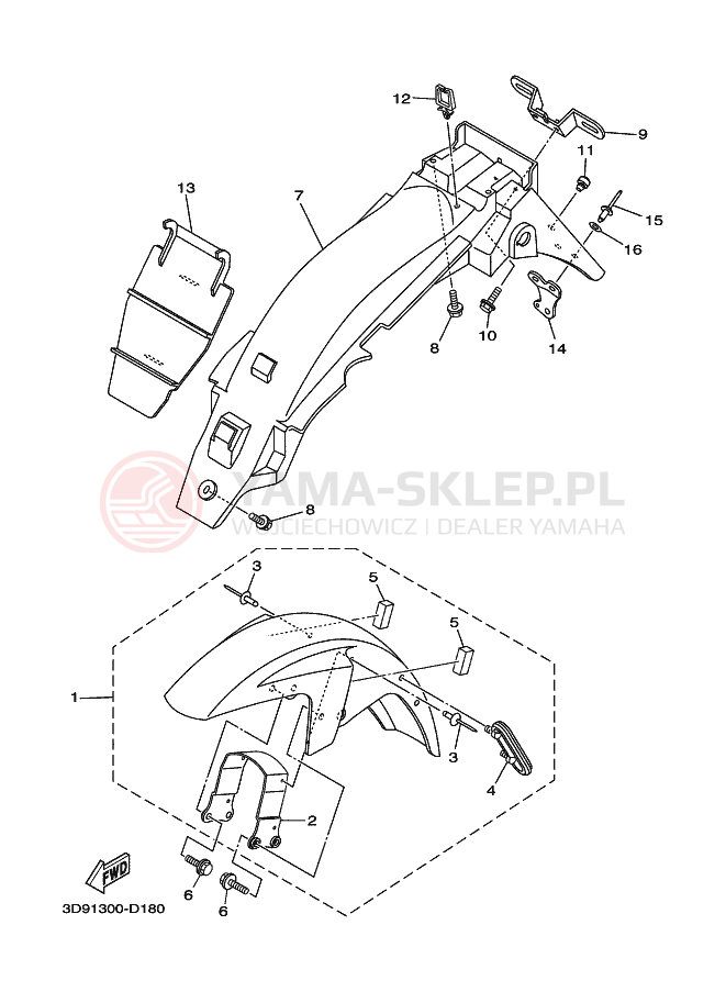 Schemat "błotnik" do Yamaha YBR125ED