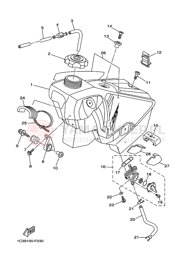 Schemat "zbiornik paliwa" do Yamaha YZ125