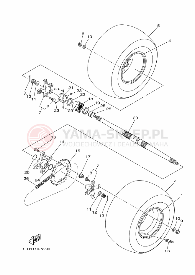 Schemat "Koło tył" do Yamaha YFZ450R