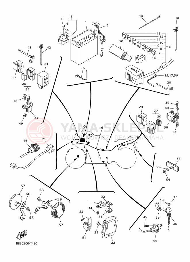 Schemat "układ elektryczny" do Yamaha FJR1300A